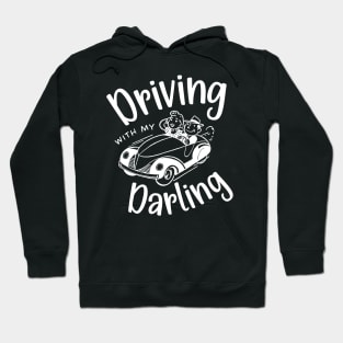 Driving with My Darling - Cute Retro Comic Romantic Couples Hoodie